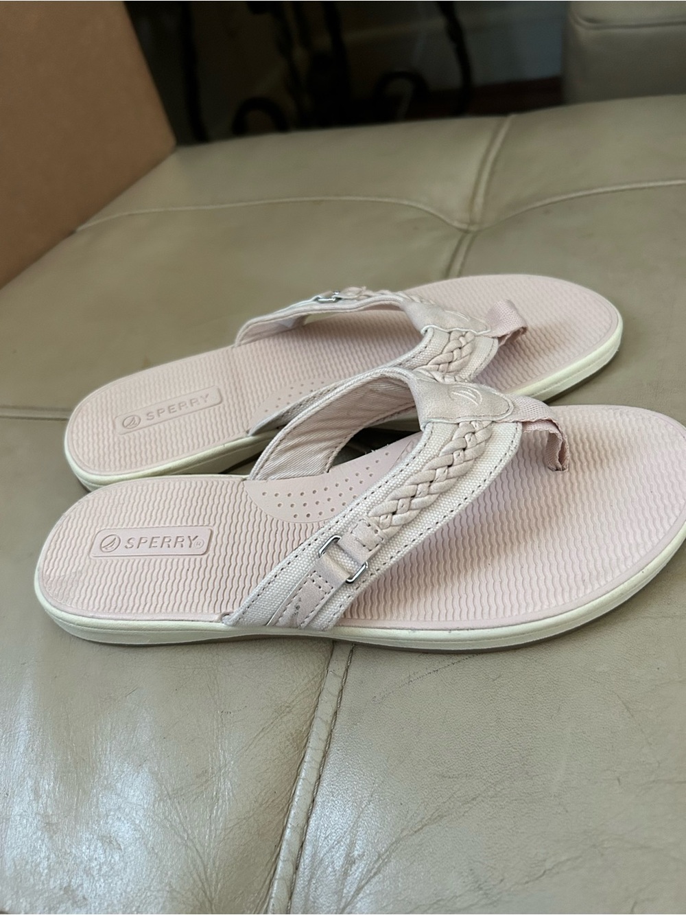 Sperry Women's Pale Pink Braided Thong Sandals